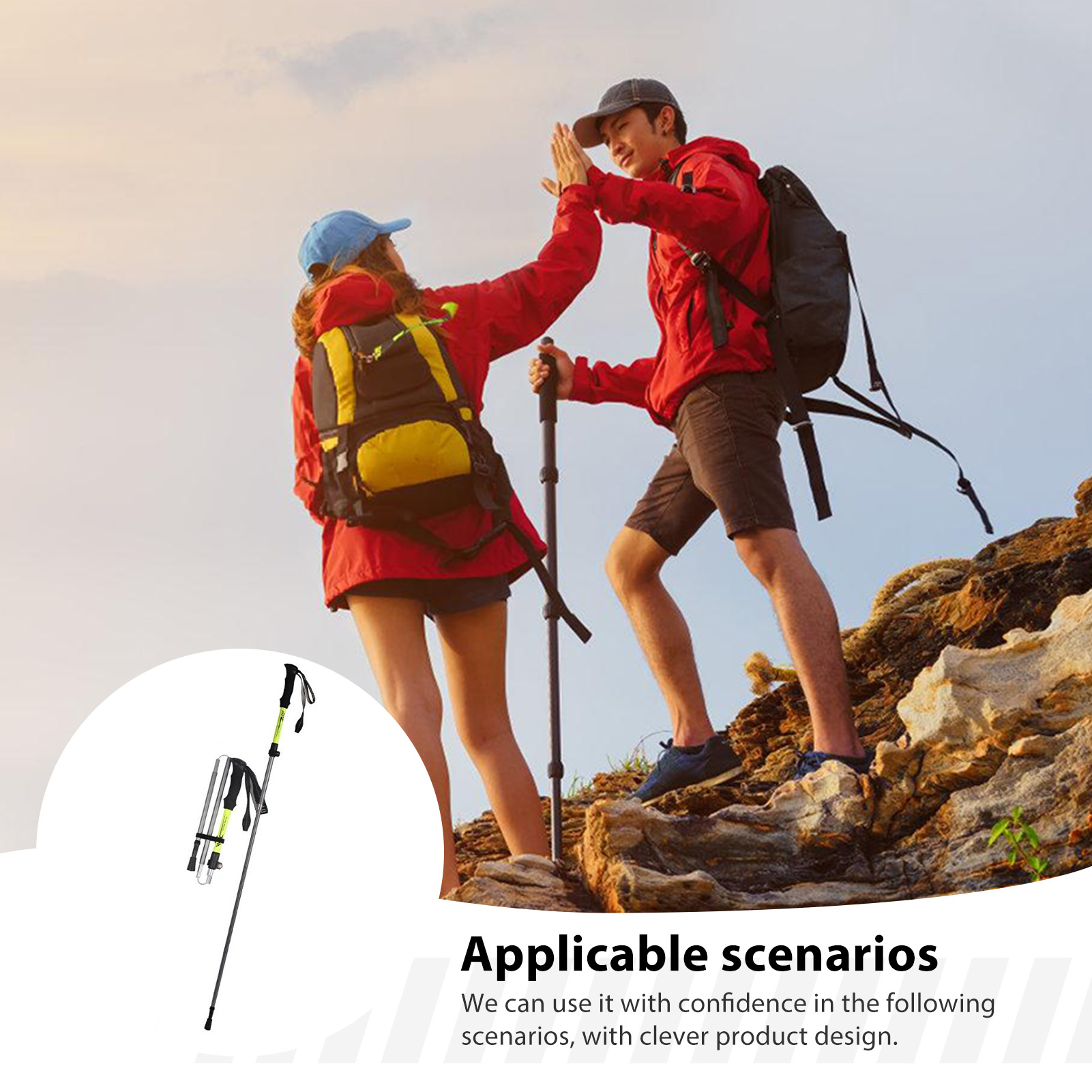 Outdoor Sport Climbing Gear - Aluminiumlegering Trekkingstok voor volwassenen, lichtgewicht, opvouwbaar,