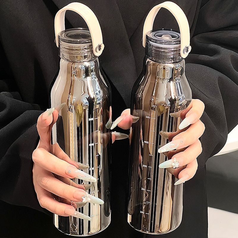 Outdoor Sport Glass Water Bottle - 600ML verdikte glazen waterfles met verstelbare